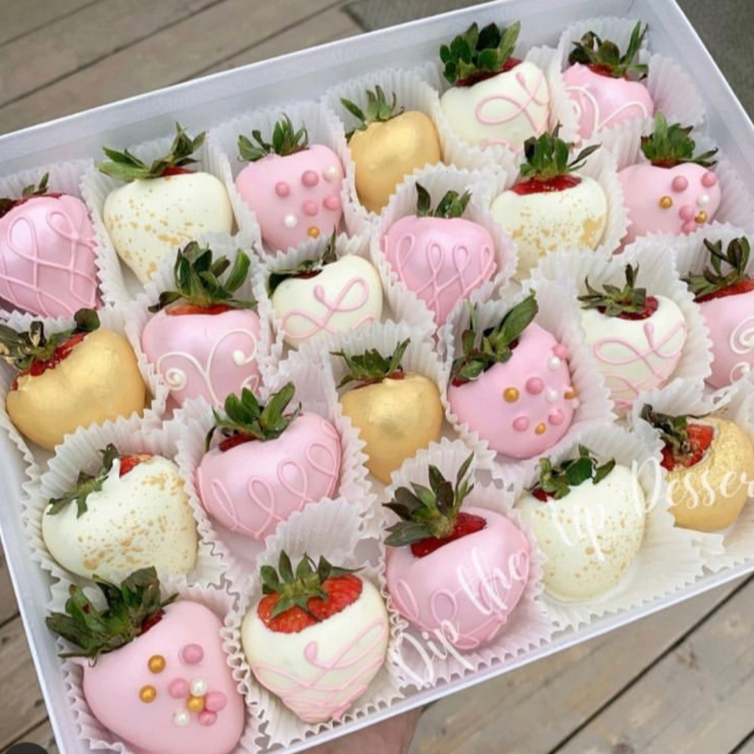 Pink, Gold and White Berry Box